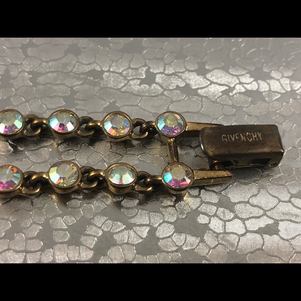 Givenchy gold tone AB crystal rhinestone bracelet - Picture 3 of 6